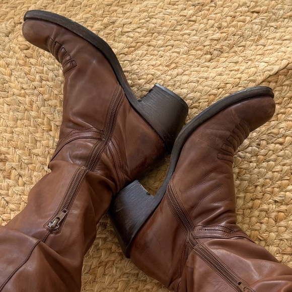 Free People Used Pura López boots over knee Cognac Cowboy Western Boho chic🌈❤️ - Picture 13 of 17